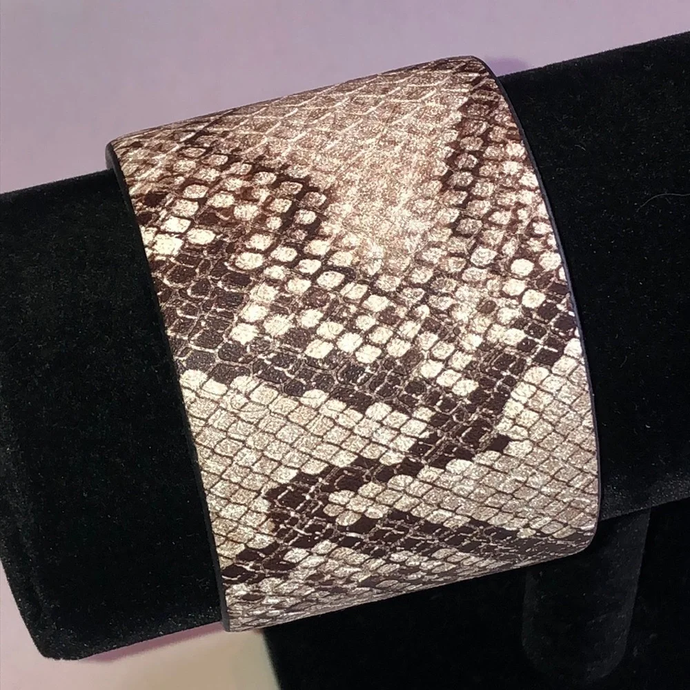 Metallic Snake Print Wide Cuff Bracelet